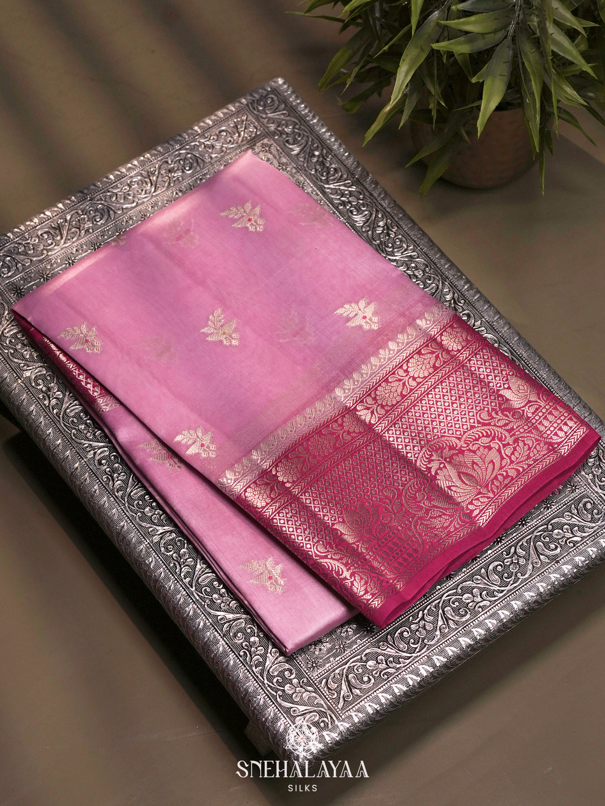 Pink Banaras Raw Silk Saree