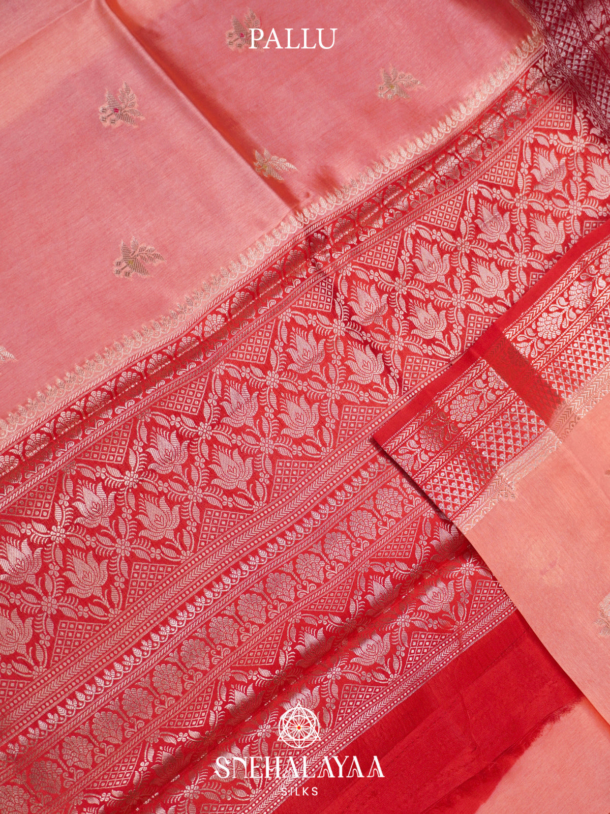 Peach Banaras Raw Silk Saree