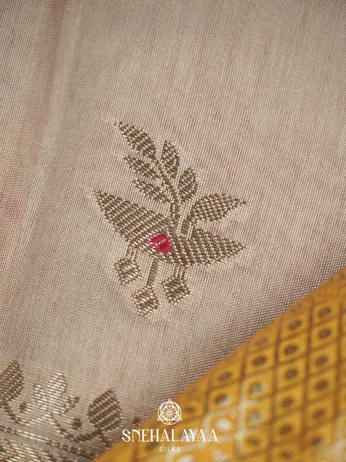 Beige Banaras Raw Silk Saree