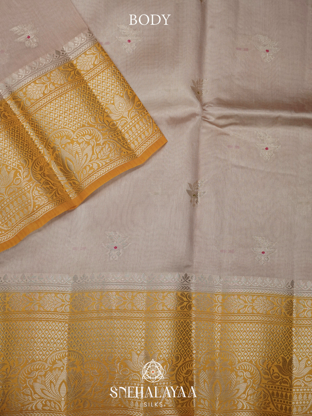 Beige Banaras Raw Silk Saree