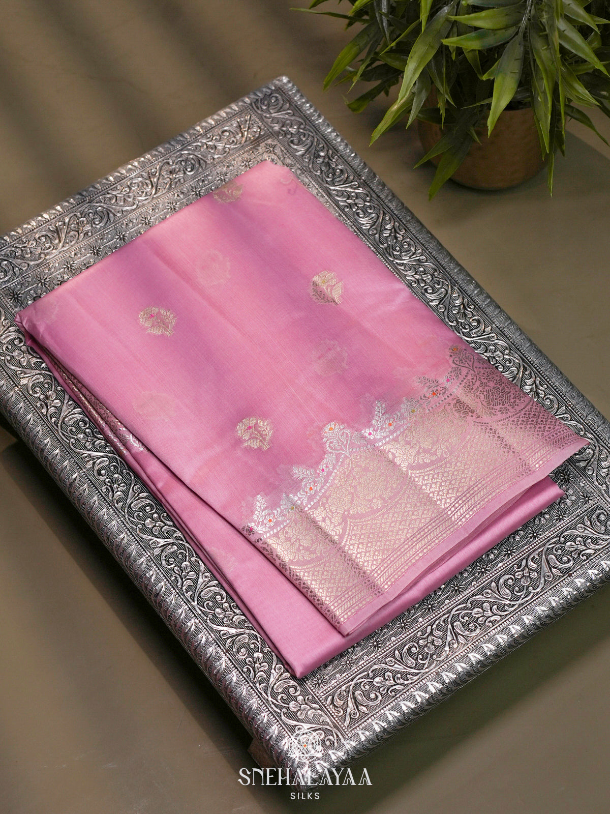 Pink Banaras Raw Silk Saree