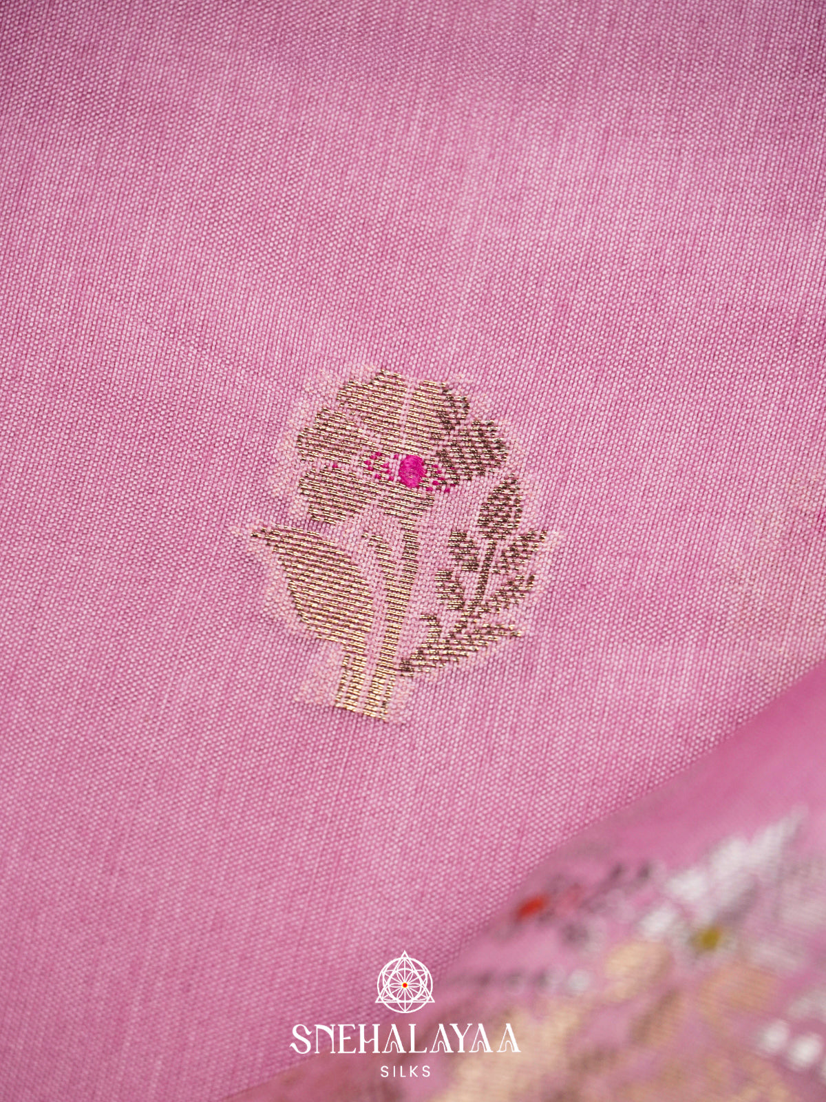 Pink Banaras Raw Silk Saree