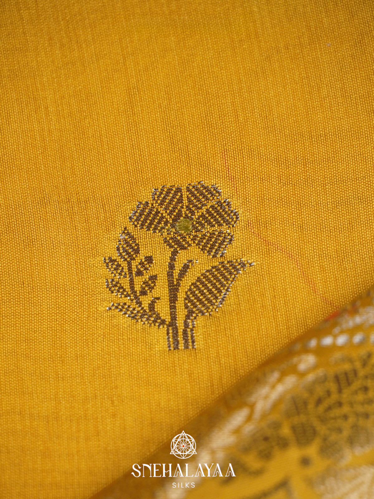 Mango Yellow Banaras Raw Silk Saree