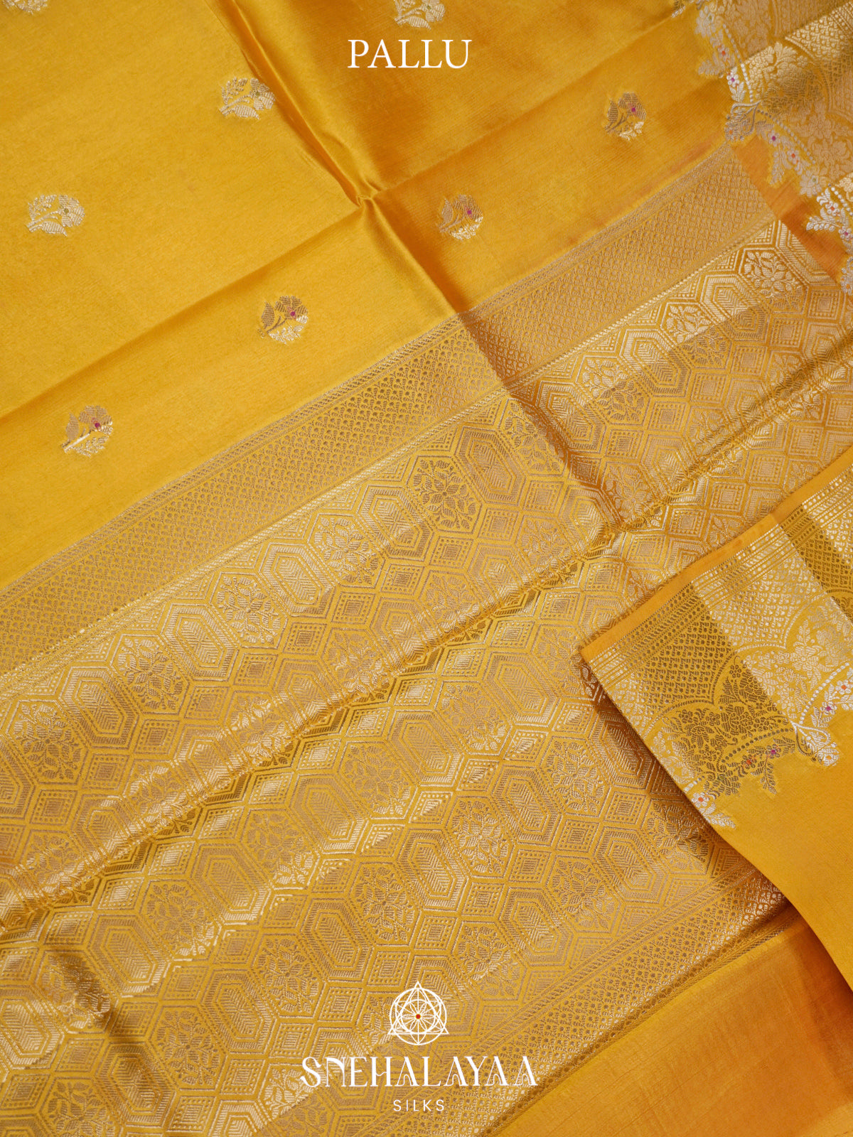 Mango Yellow Banaras Raw Silk Saree