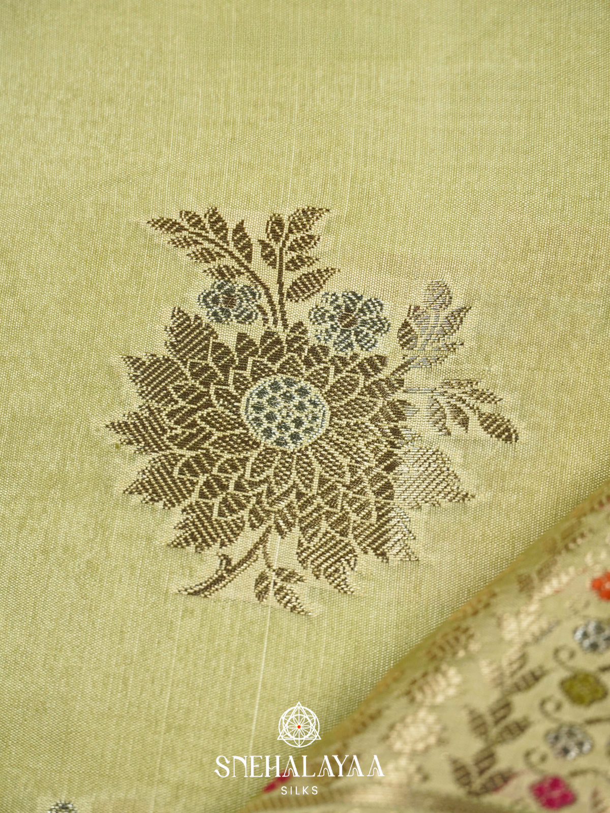 Pista Green Banaras Raw Silk Saree
