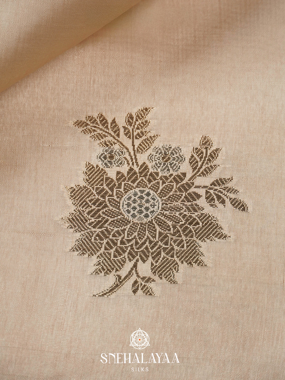Cream Banaras Raw Silk Saree