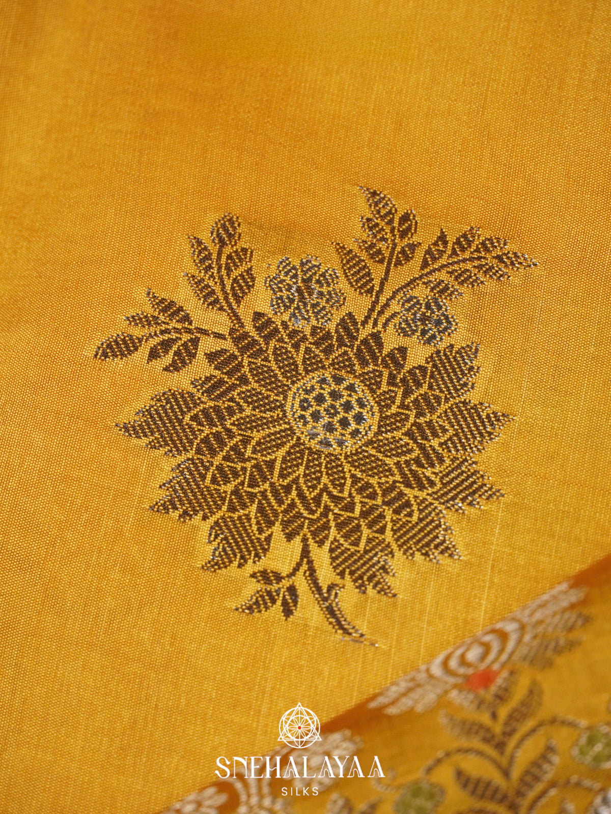 Mango Yellow Banaras Raw Silk Saree