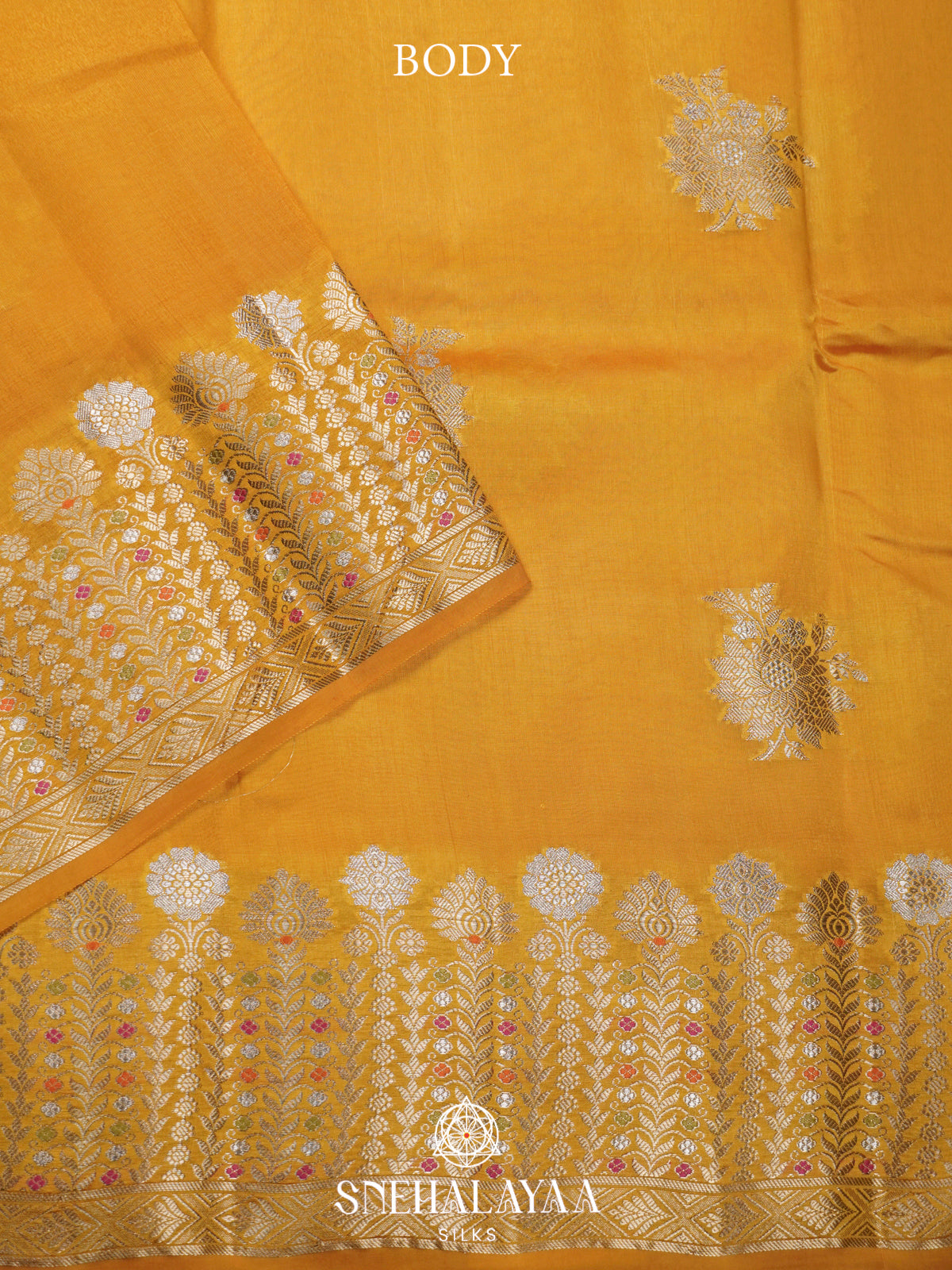 Mango Yellow Banaras Raw Silk Saree