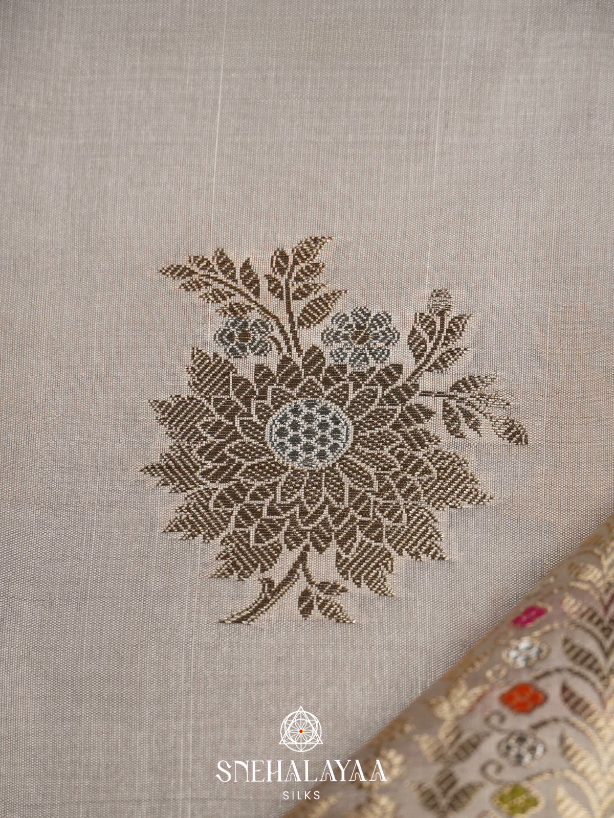Grey Banaras Raw Silk Saree