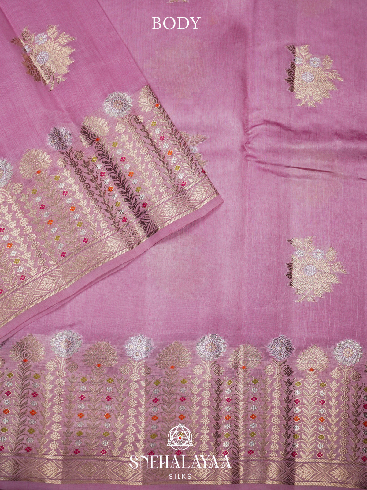 Pink Banaras Raw Silk Saree