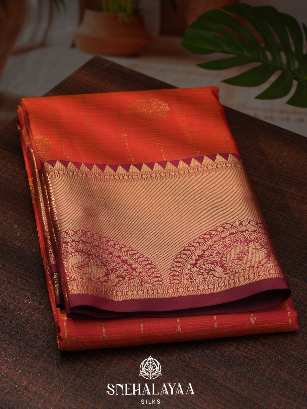 Ruby Red Kanjivaram Silk Saree