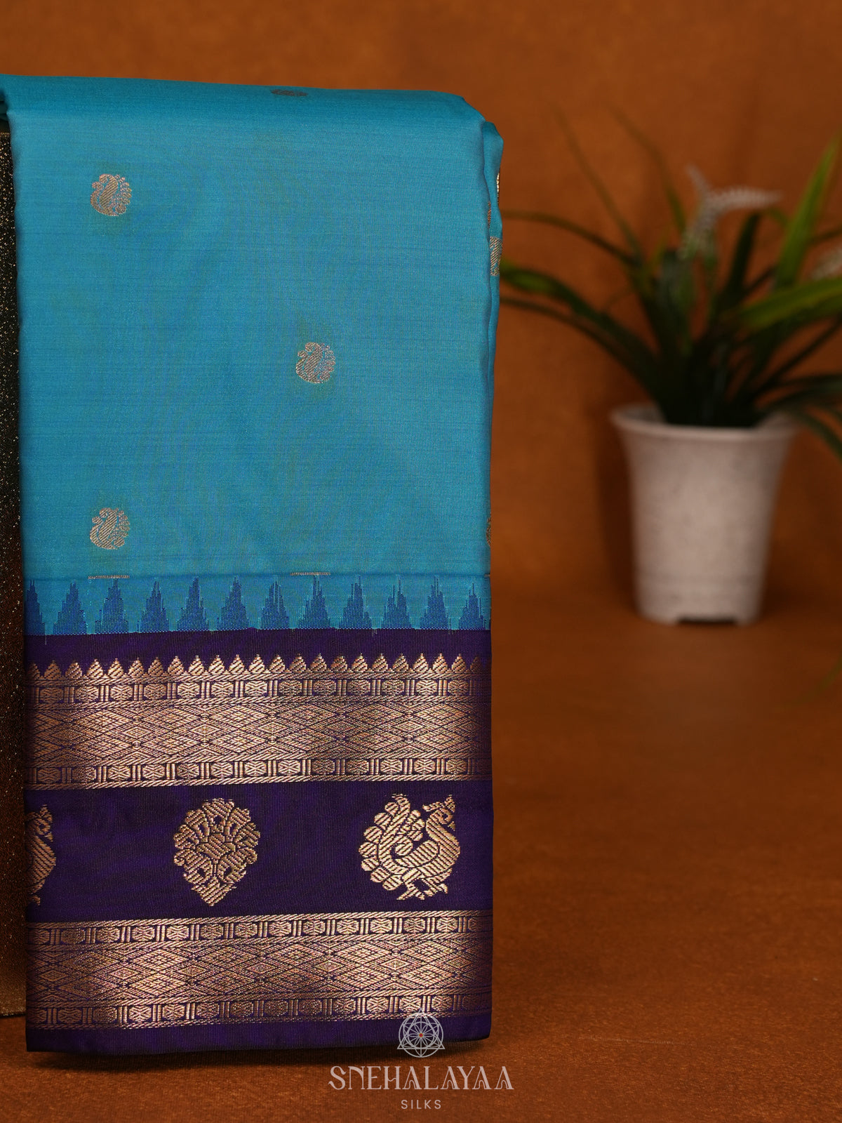 Sky Blue Art Silk Saree