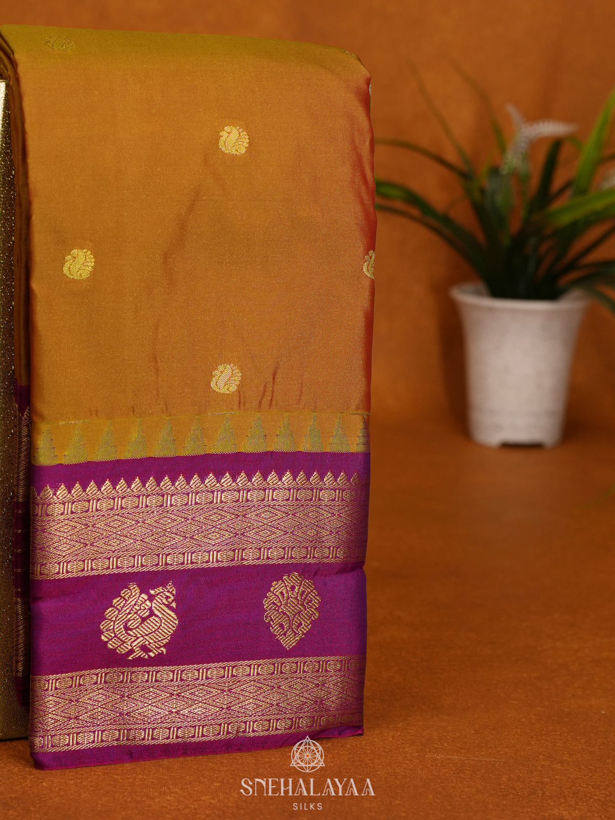 Mustard Yellow Art Silk Saree