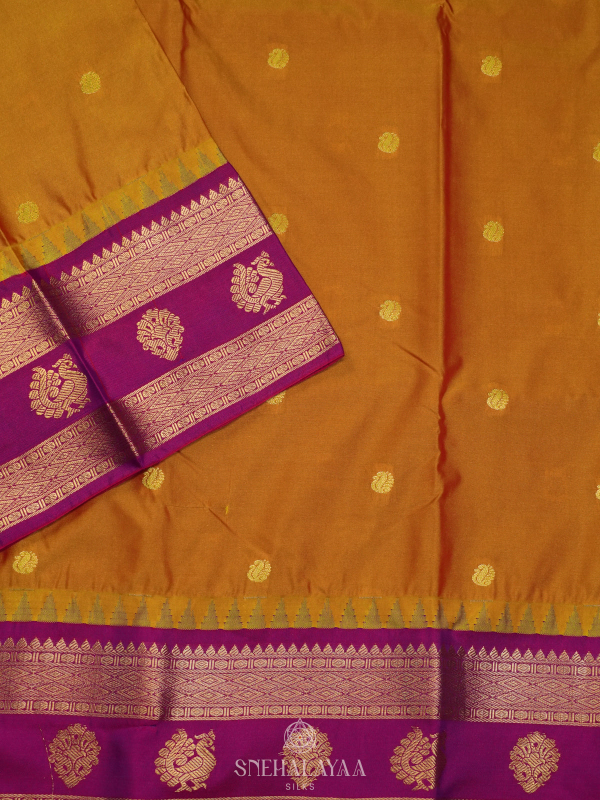 Mustard Yellow Art Silk Saree