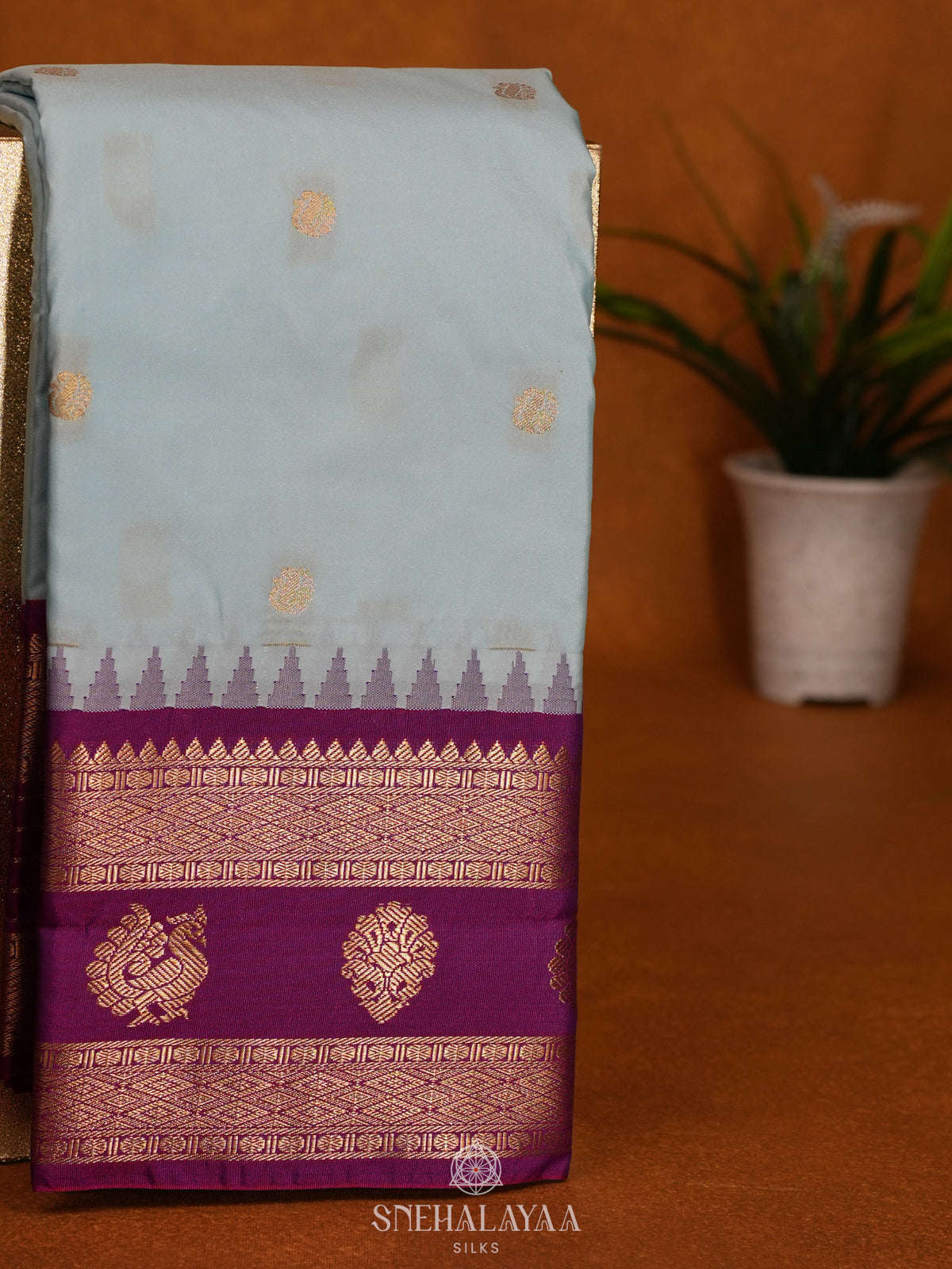 Pale Blue Art Silk Saree