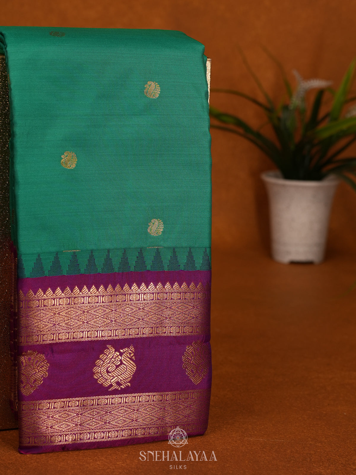 Teal Green Art Silk Saree