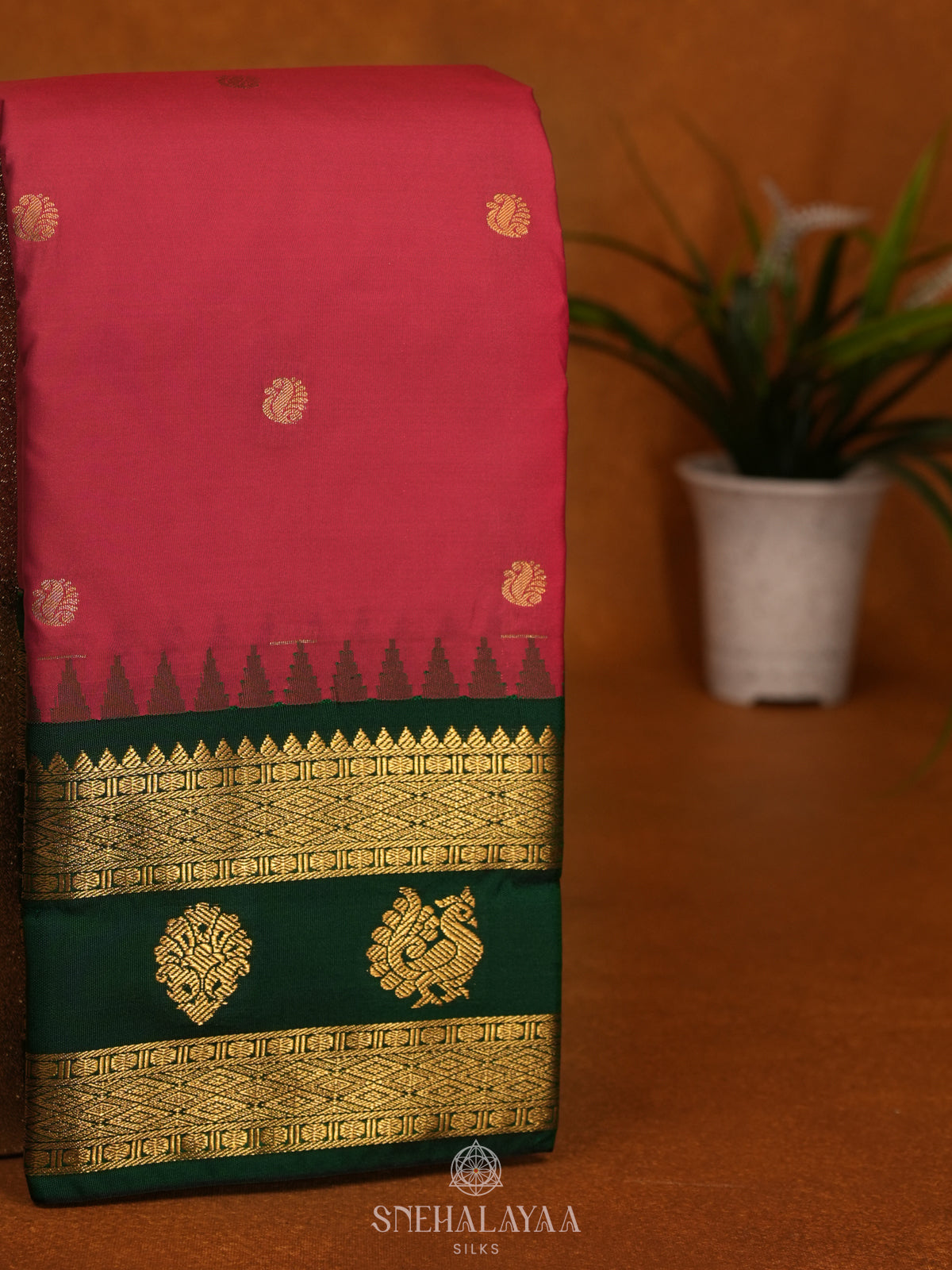 Ruby Red Art Silk Saree