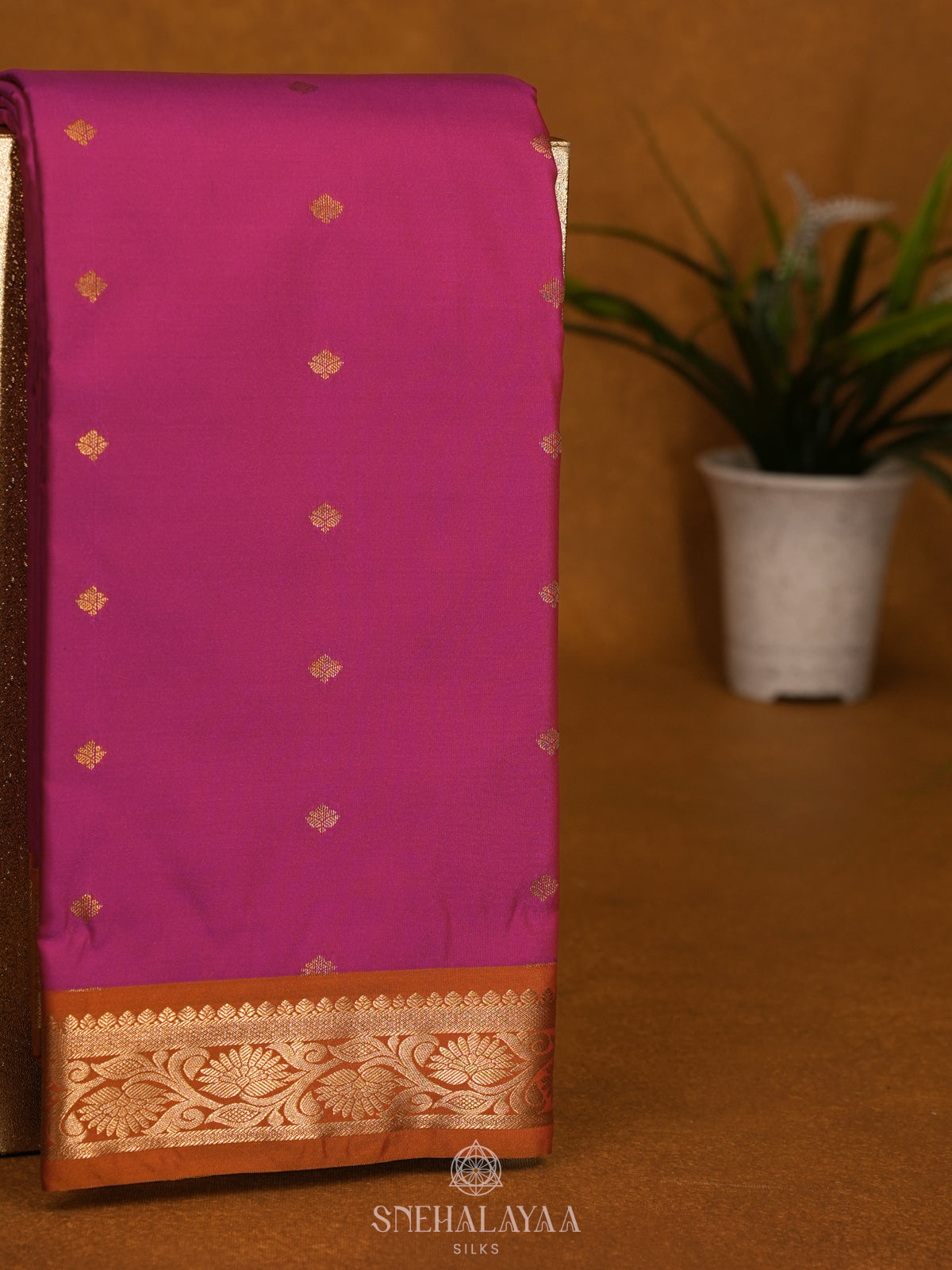 Magenta Pink Art Silk Saree