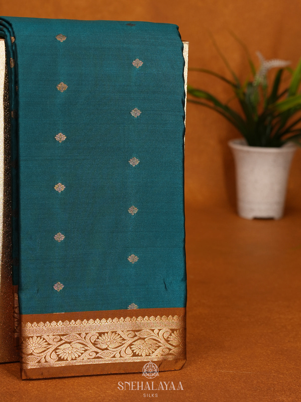 Teal Blue Art Silk Saree