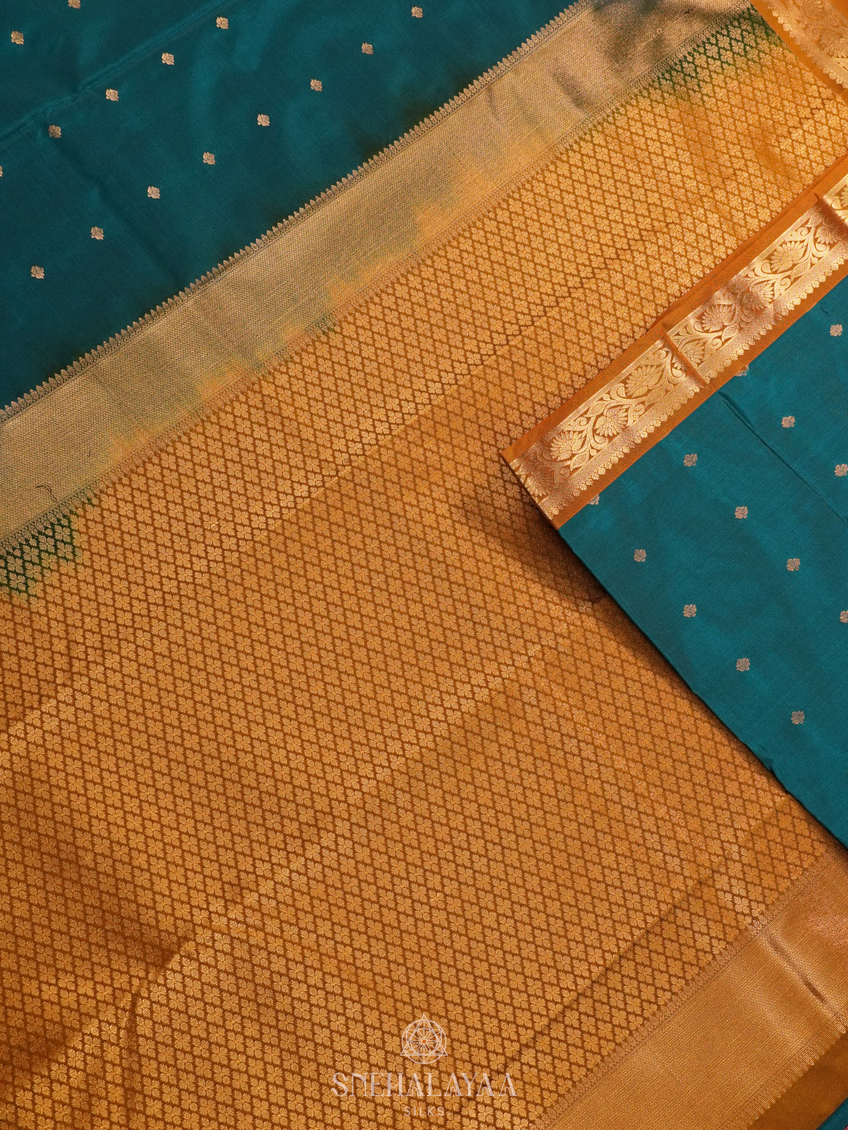 Teal Blue Art Silk Saree