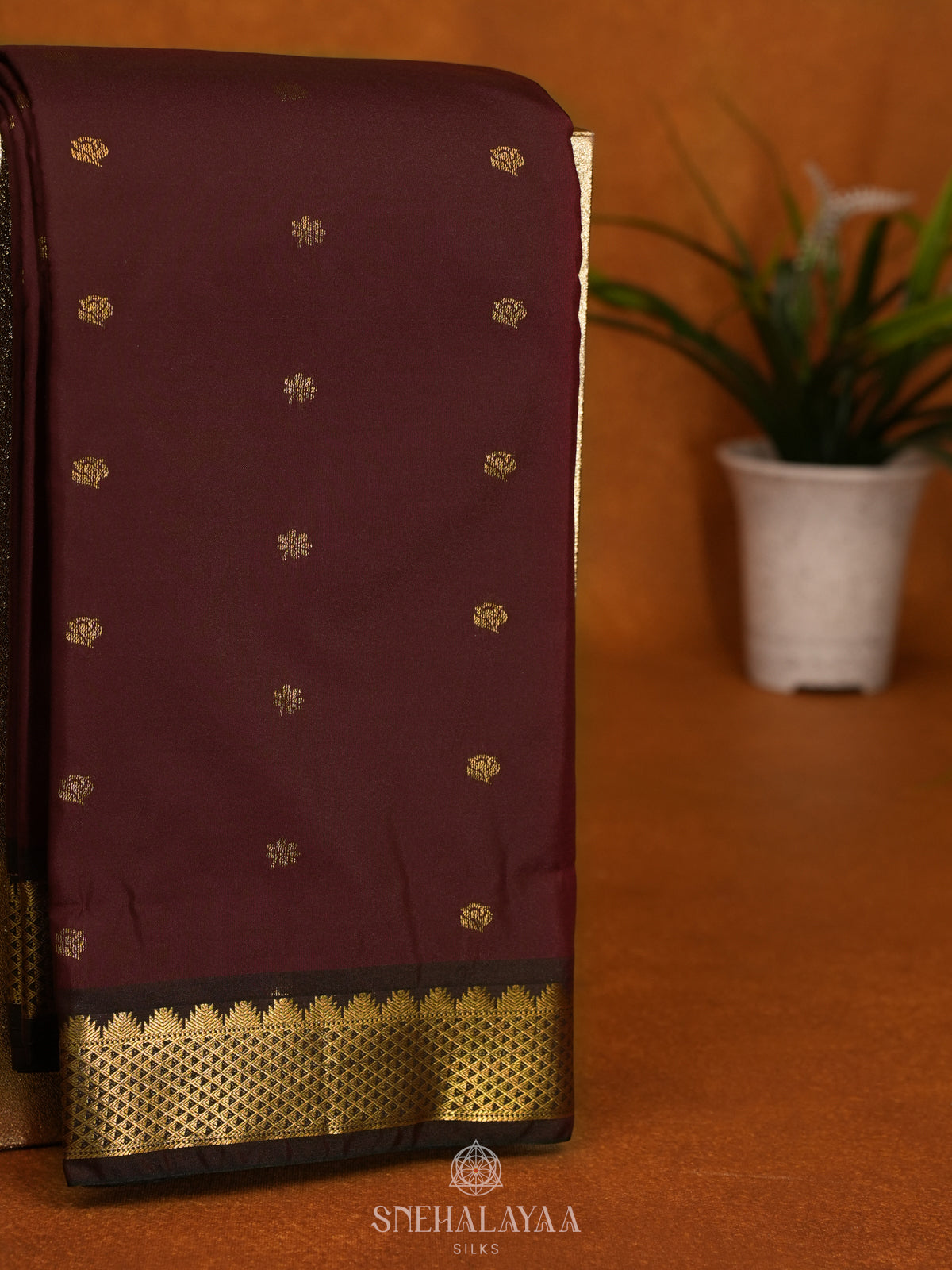 Coffee Brown Art Silk Saree
