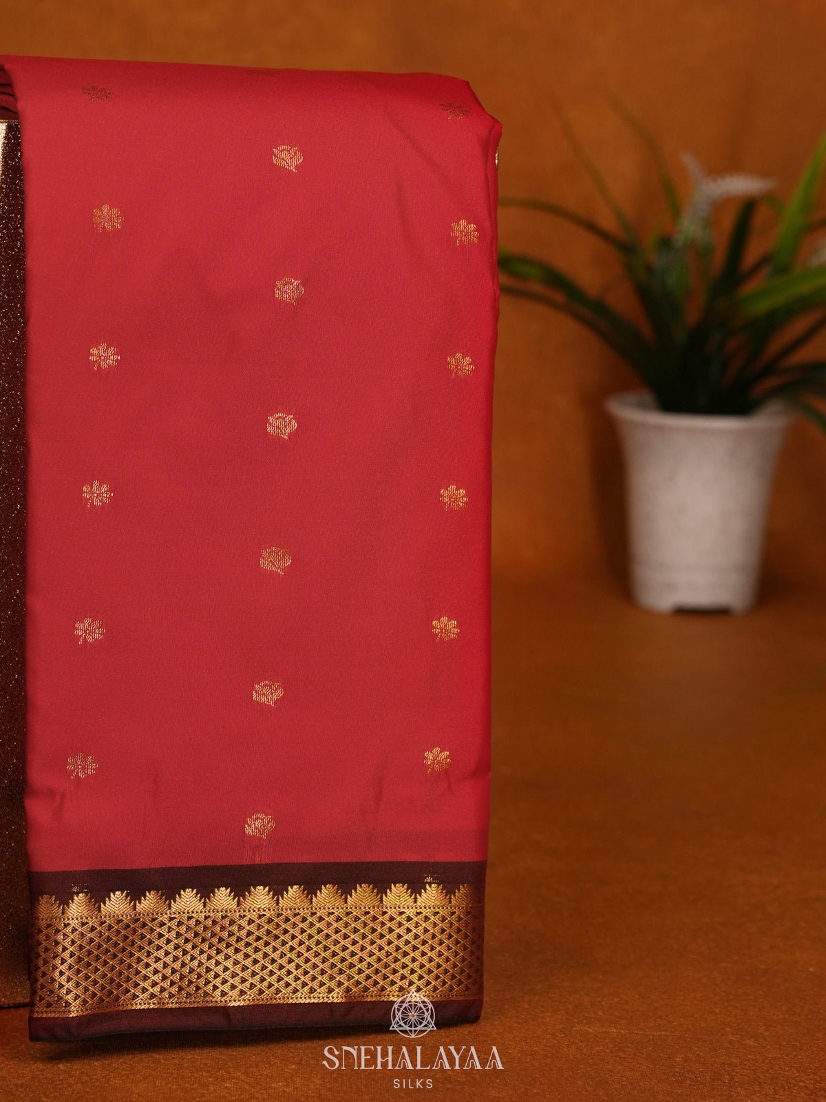 Ruby Red Art Silk Saree