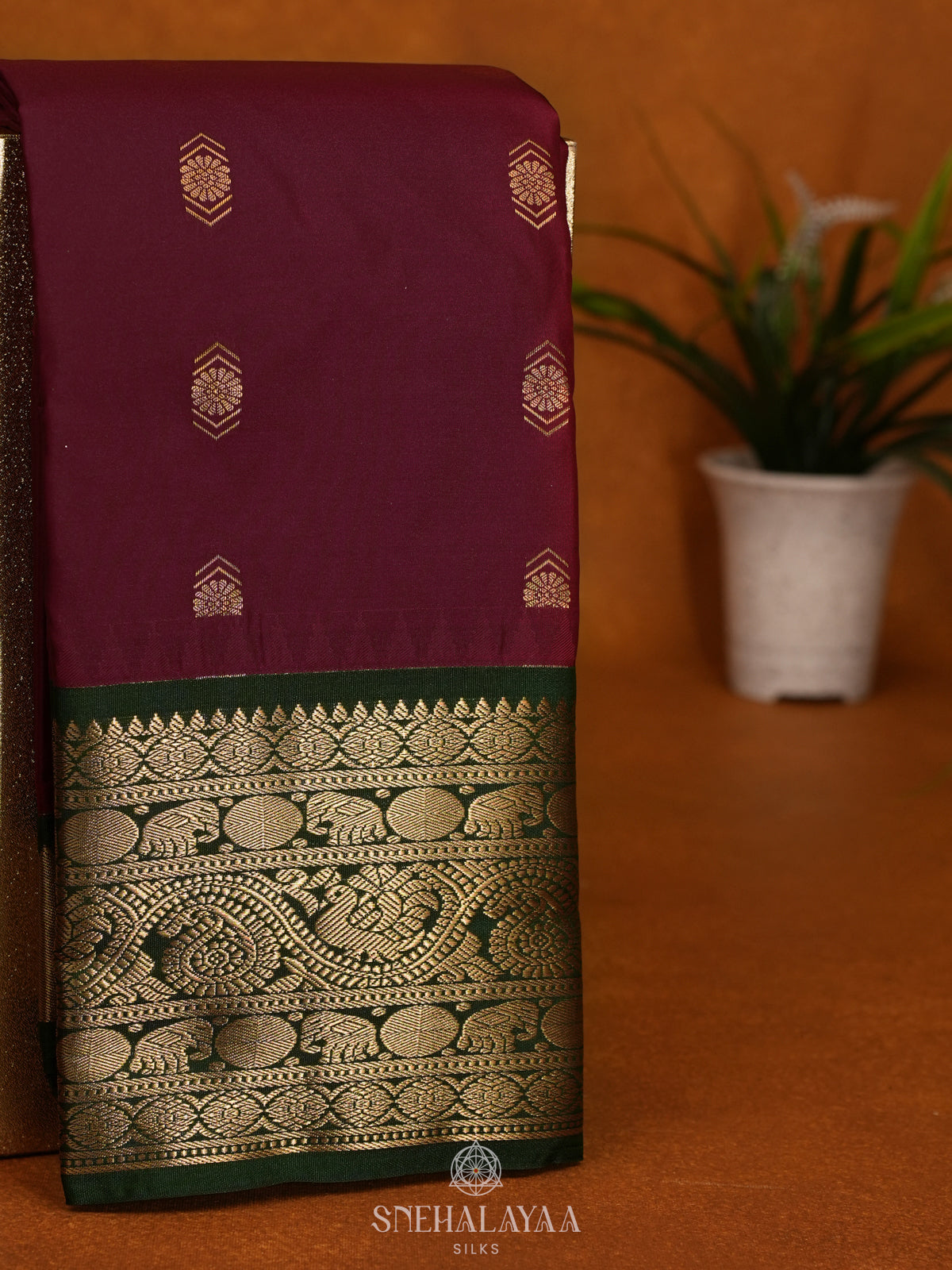 Maroon Art Silk Saree