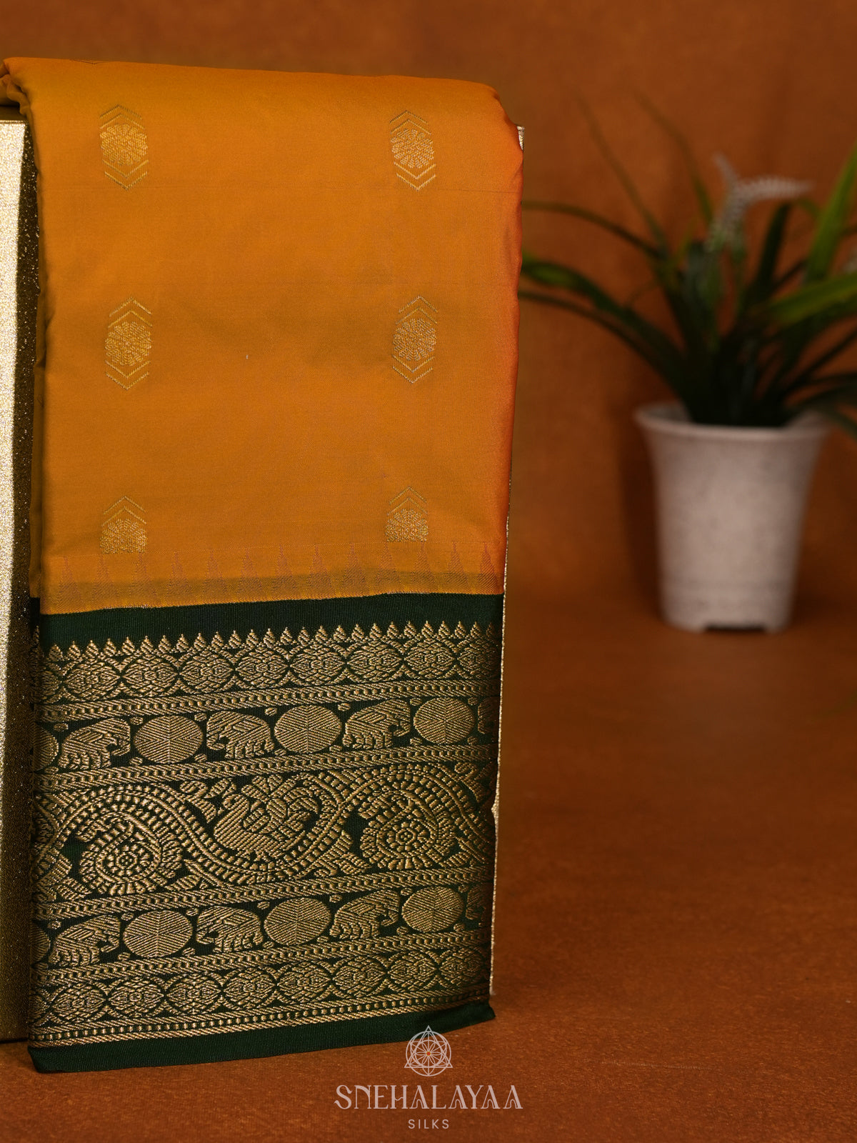 Mango Yellow Art Silk Saree
