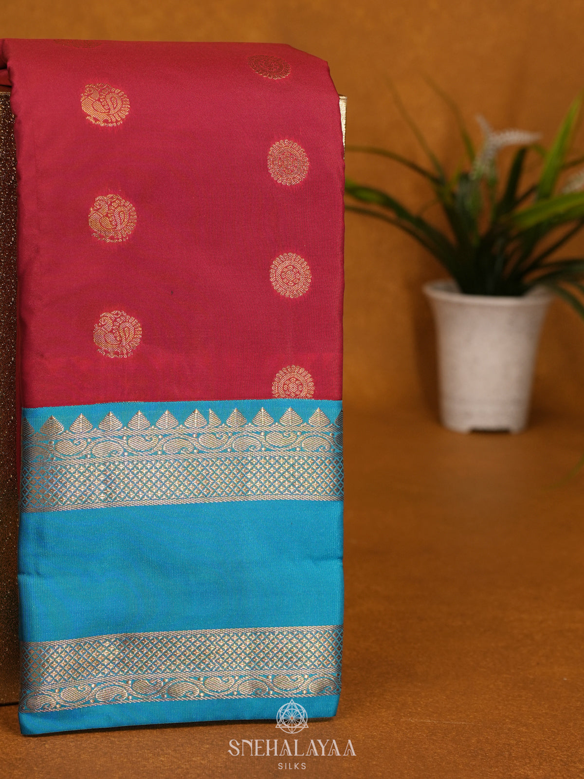 Ruby Red Art Silk Saree