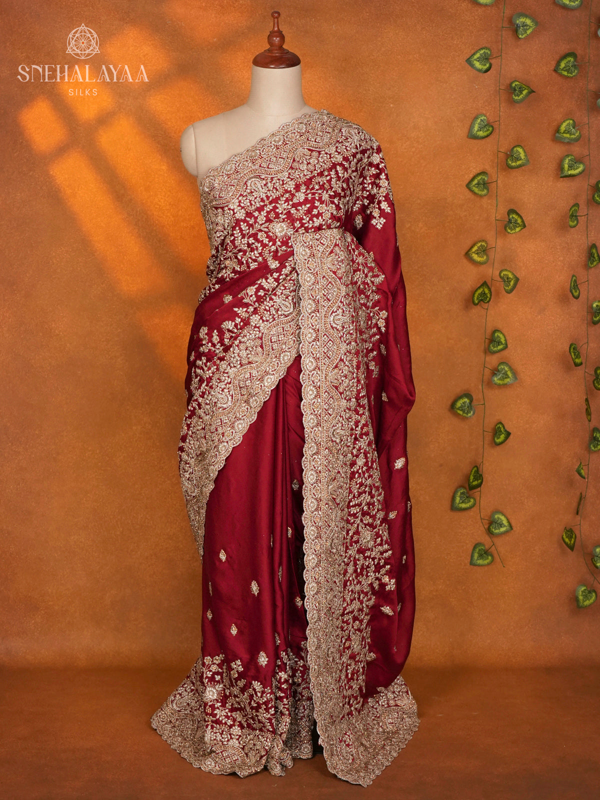 Maroon Designer Saree