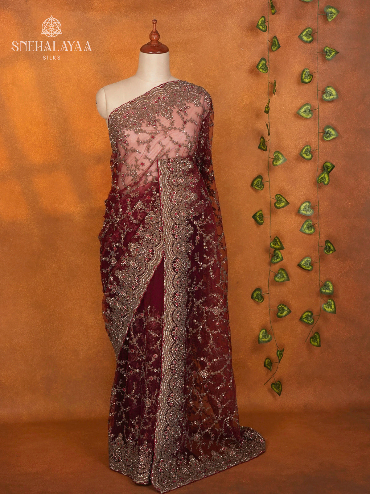 Maroon Designer Saree