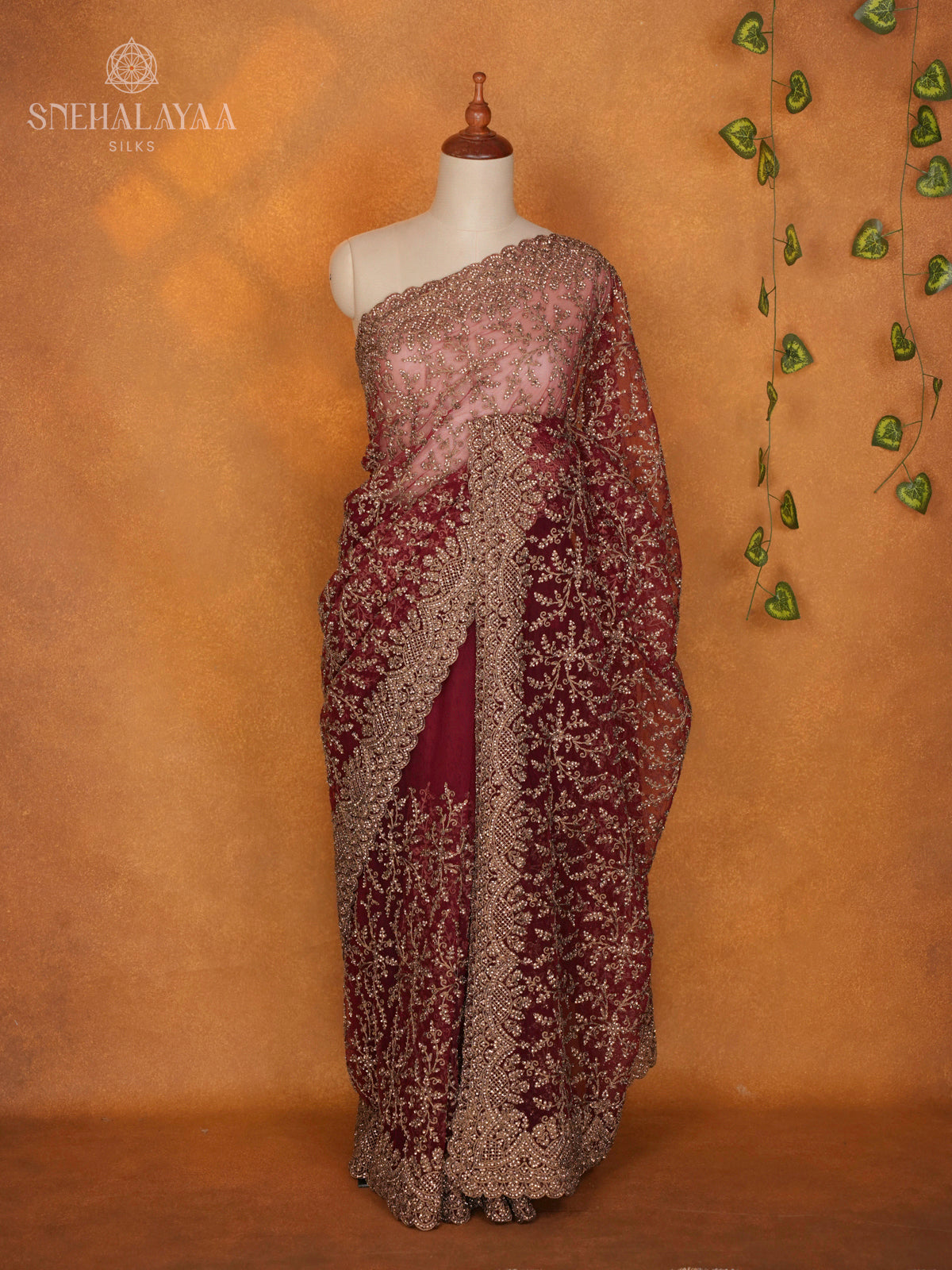 Maroon Designer Saree