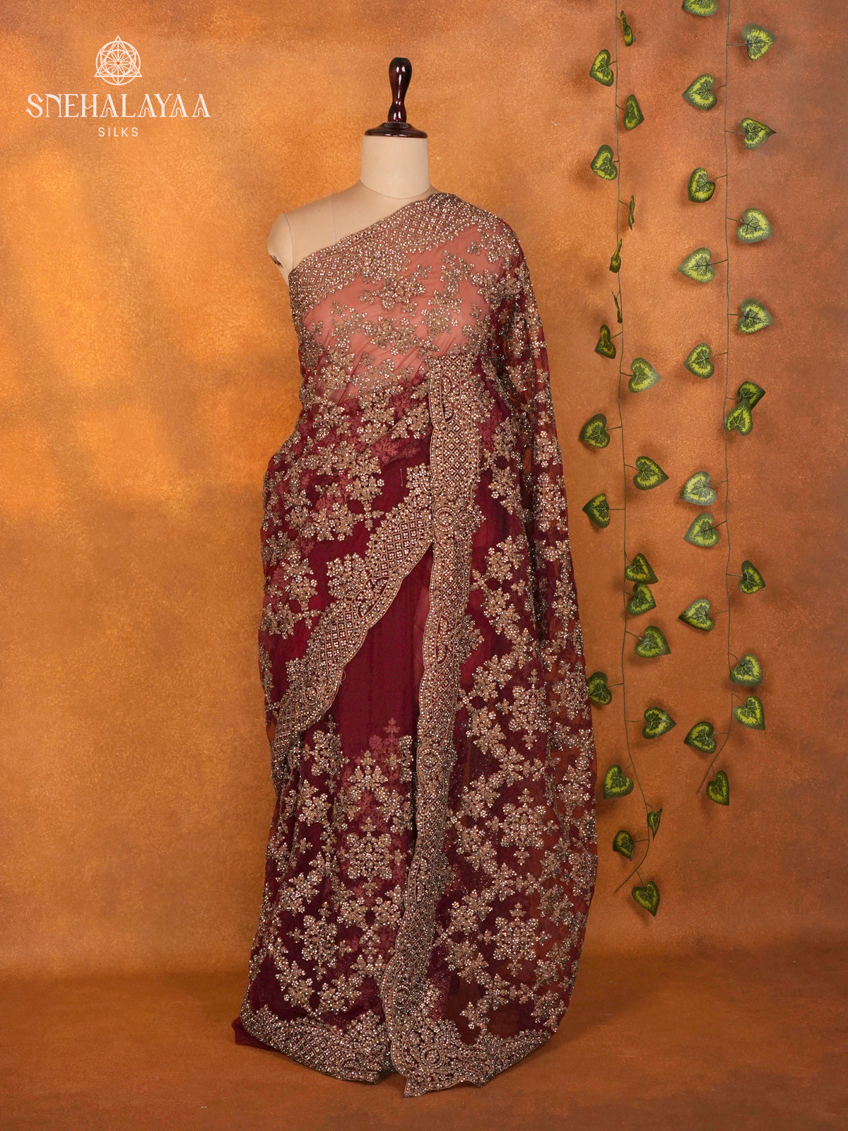Maroon Designer Saree