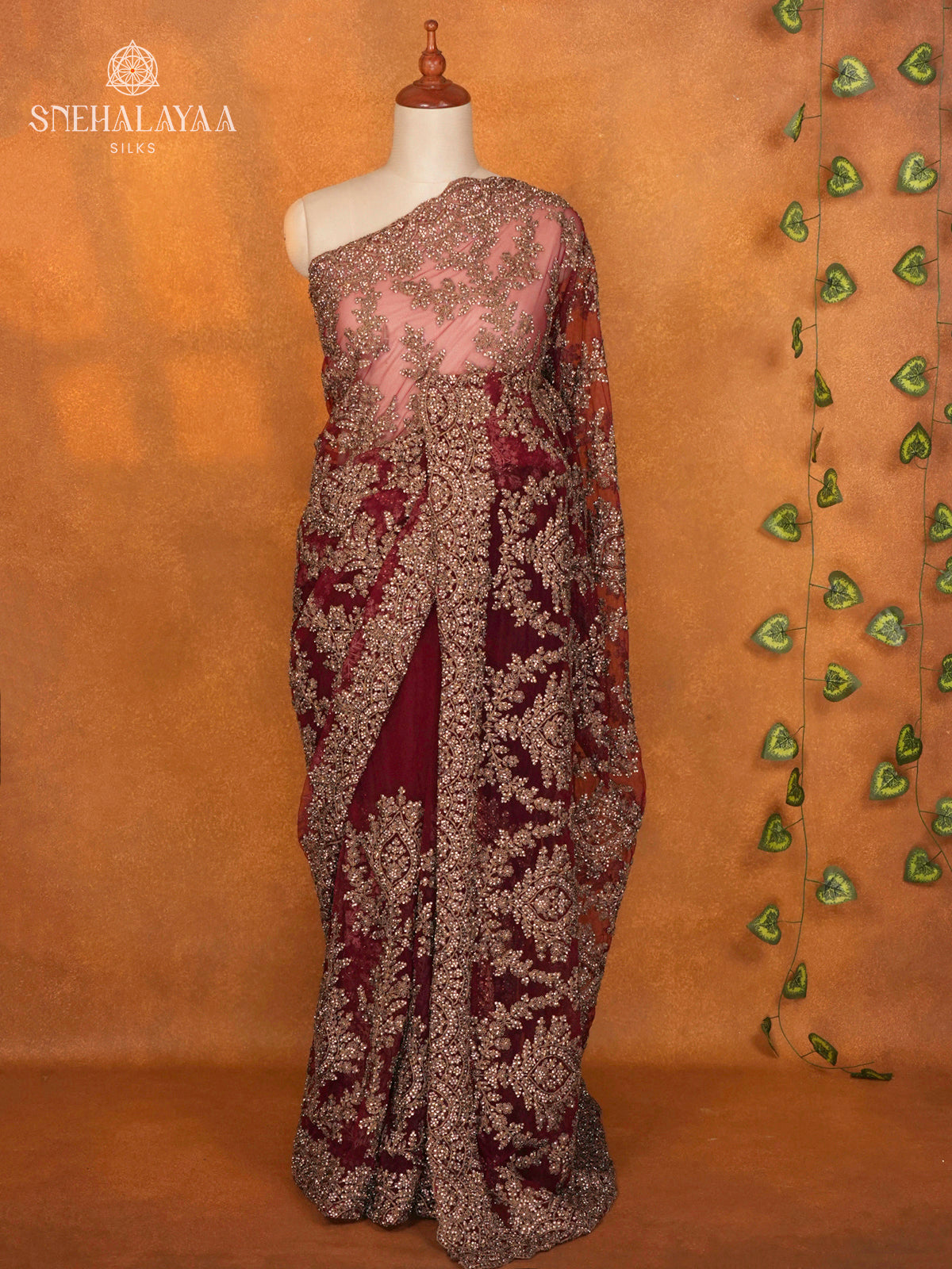 Maroon Designer Saree