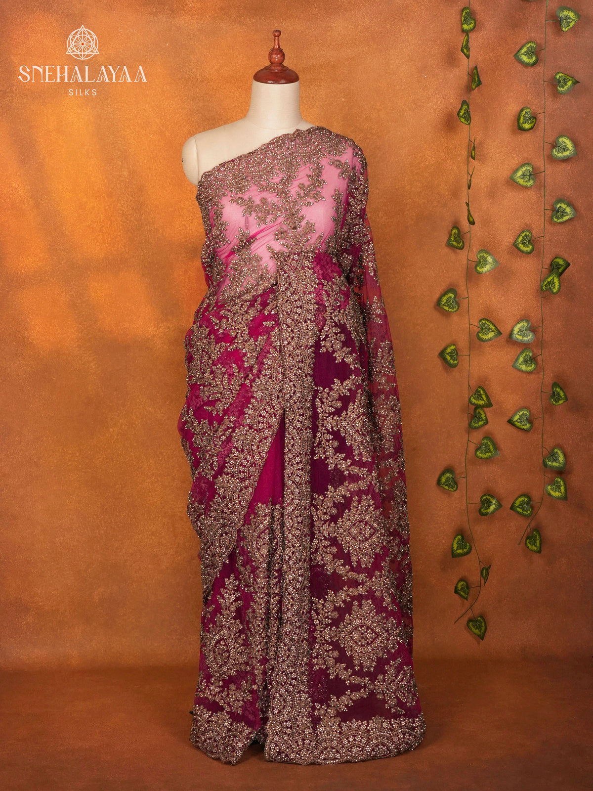 Magenta Pink Designer Saree