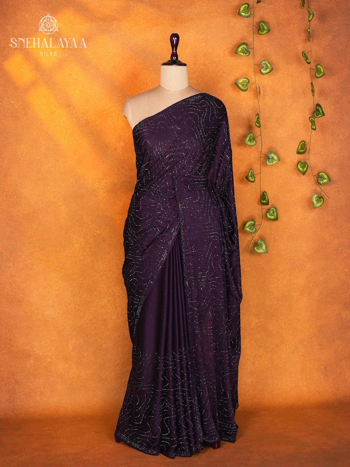Wine Purple Designer Saree