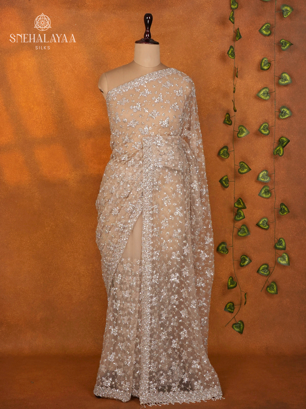 Beige Gold Designer Saree
