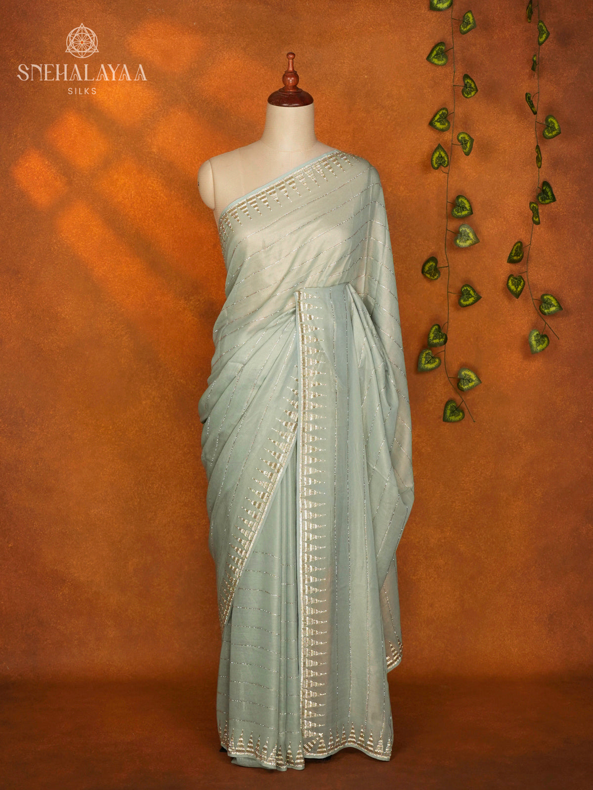 Pale Green Designer Saree