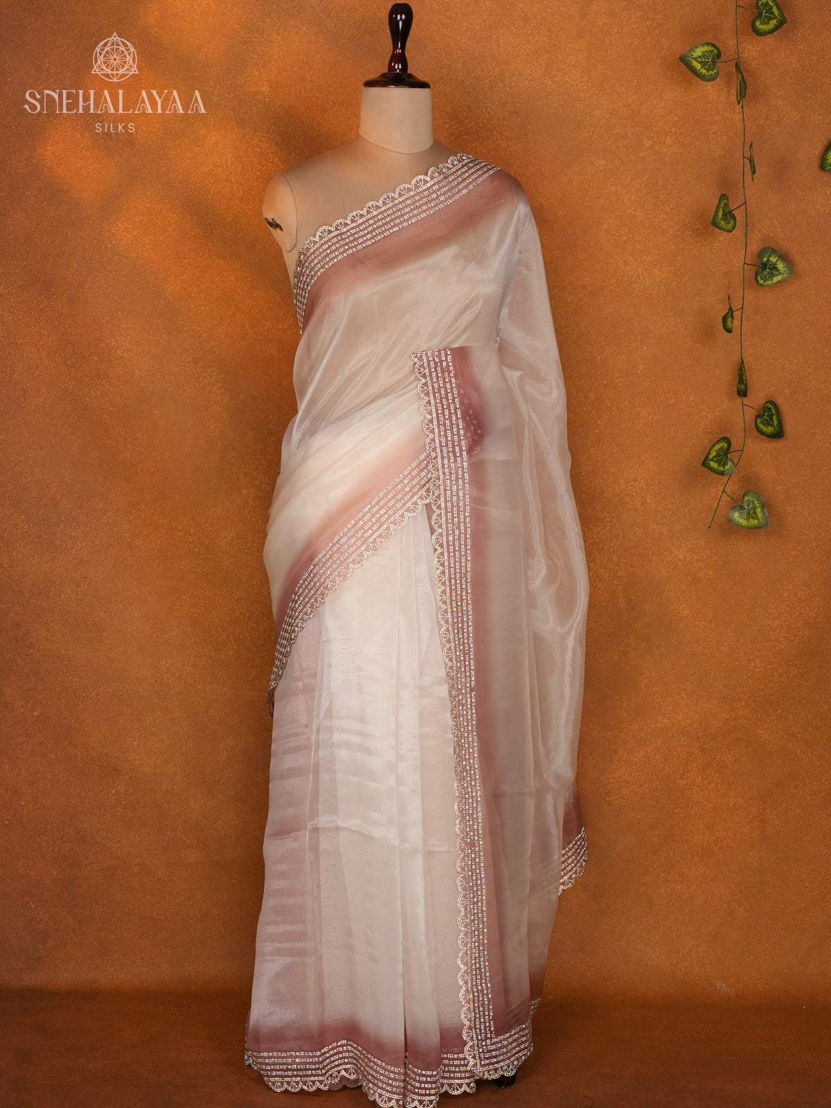 Pale Peach Designer Saree