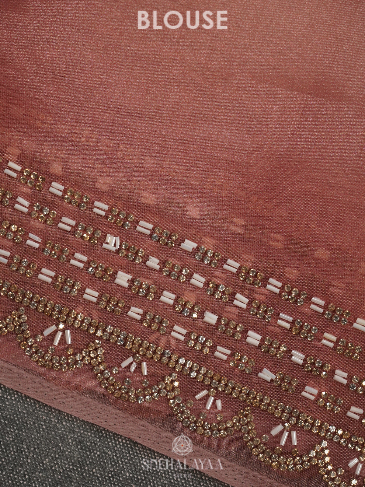 Pale Peach Designer Saree