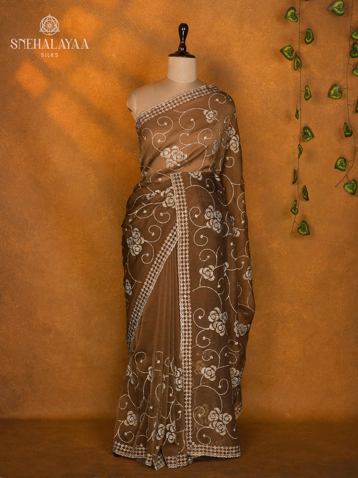 Brown Designer Saree