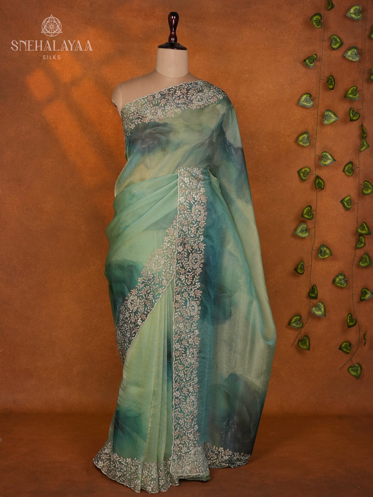 Green Designer Saree