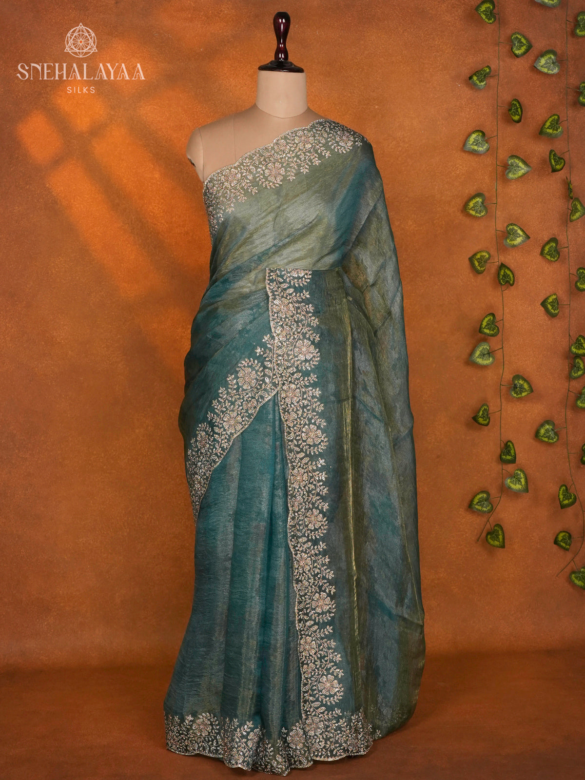 Peacock Blue Designer Saree