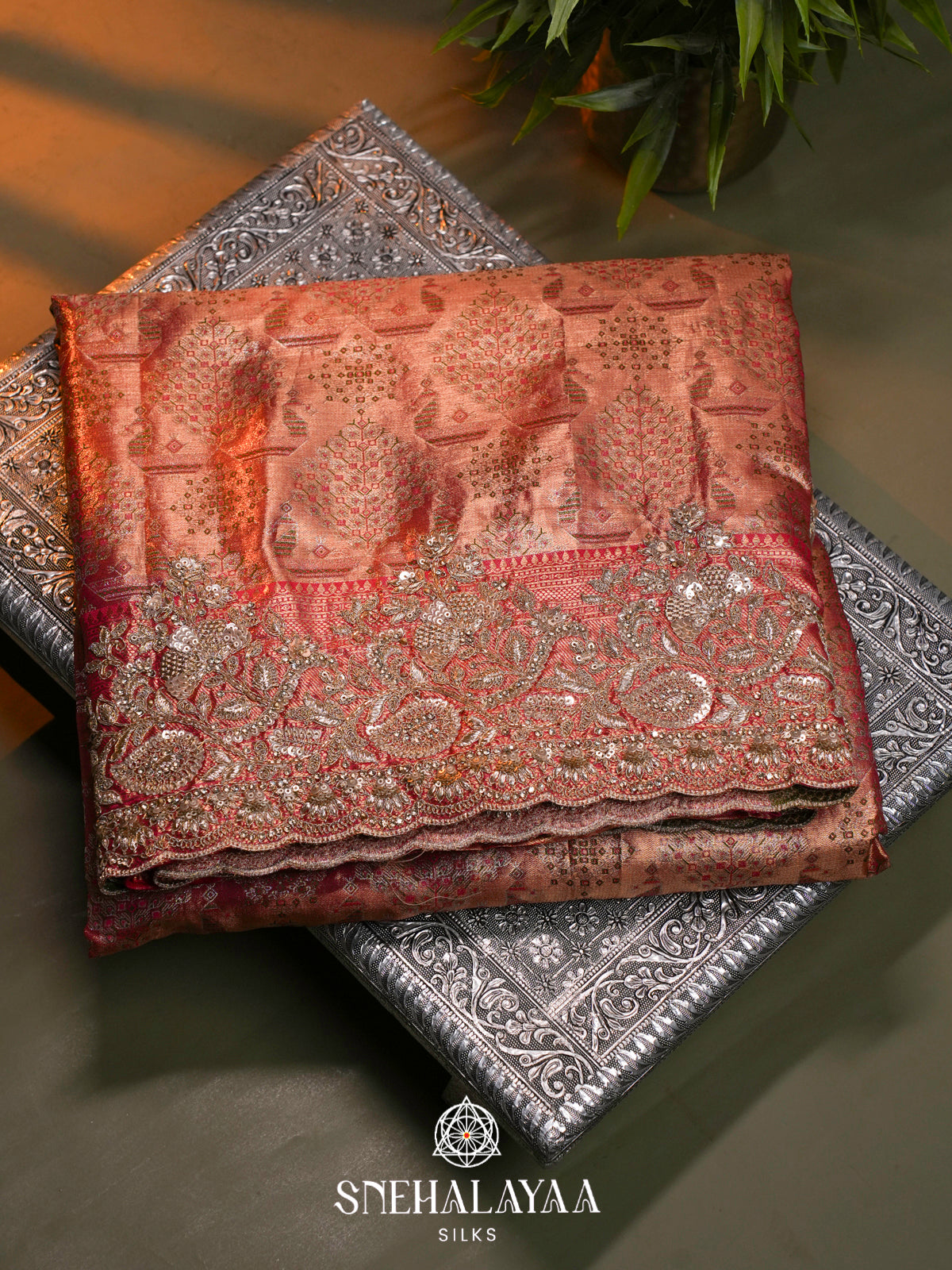Rose Gold  Designer Saree