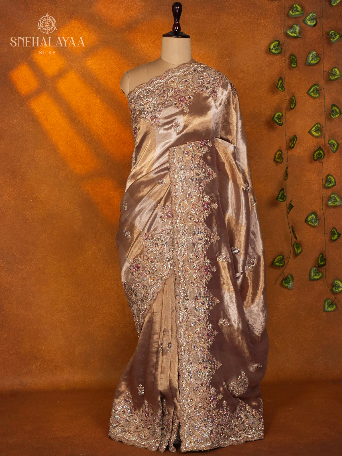 Antique Gold Designer Saree