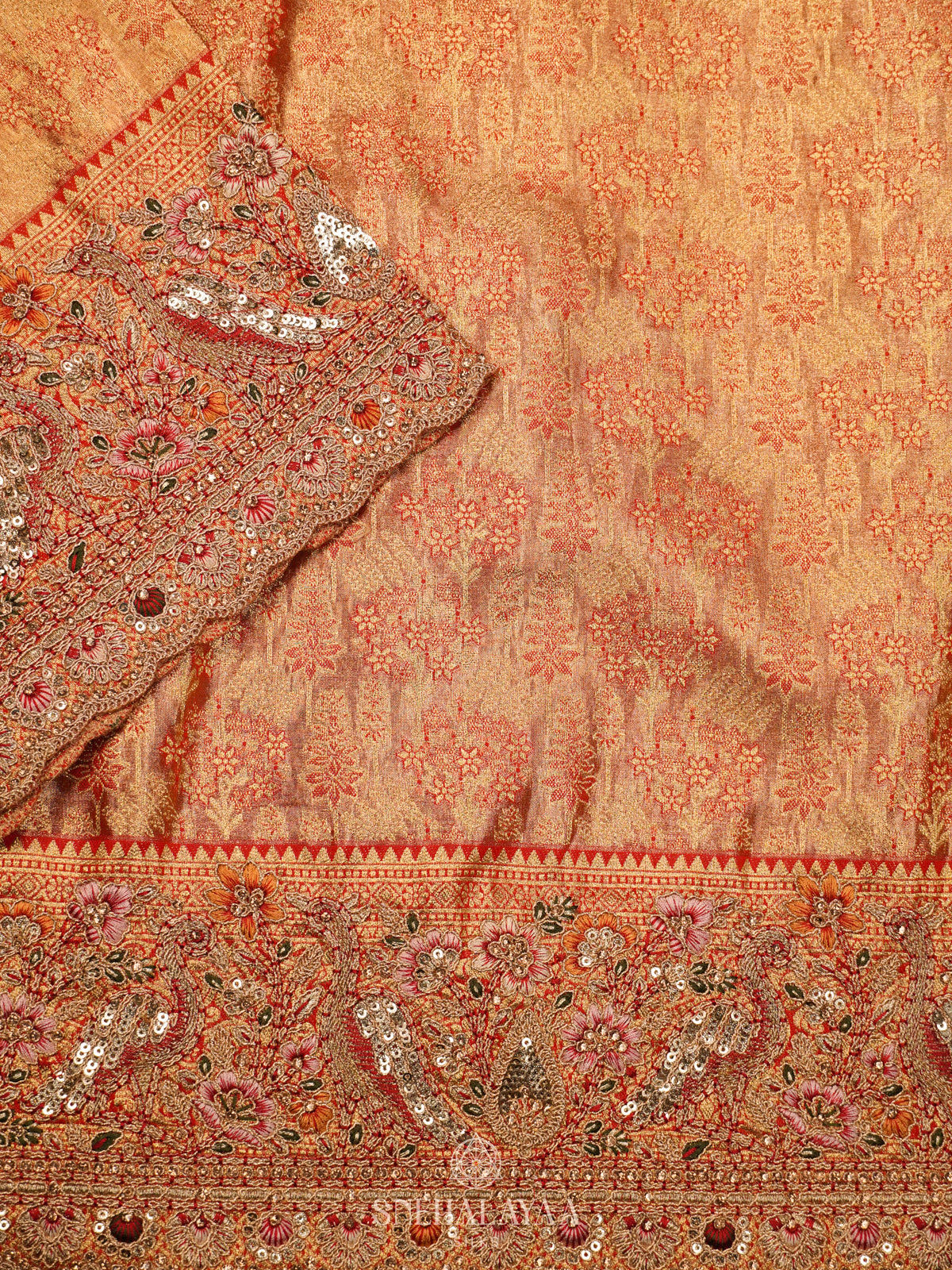 Rust Orange  Designer Saree