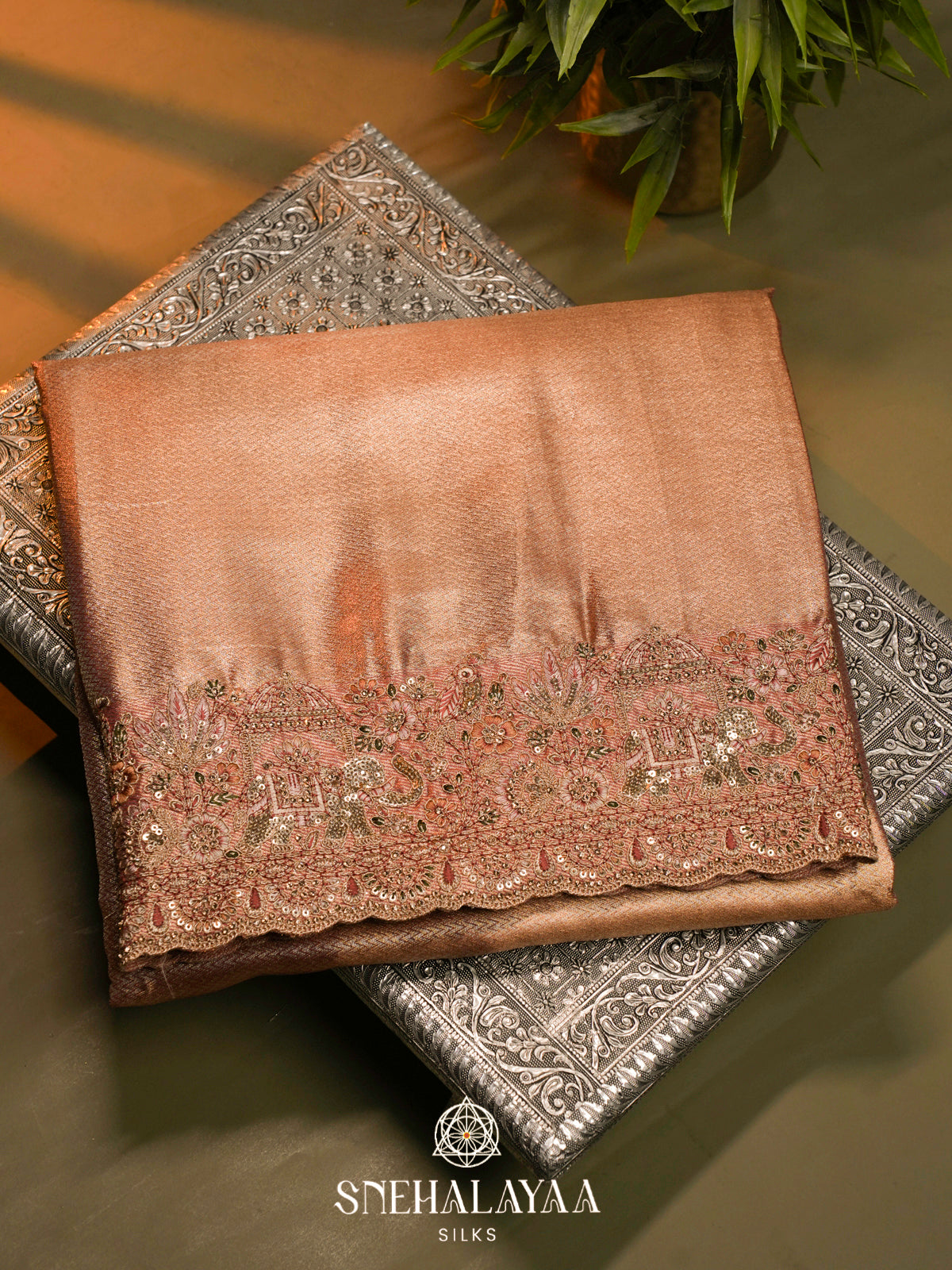 Rose Gold  Designer Saree