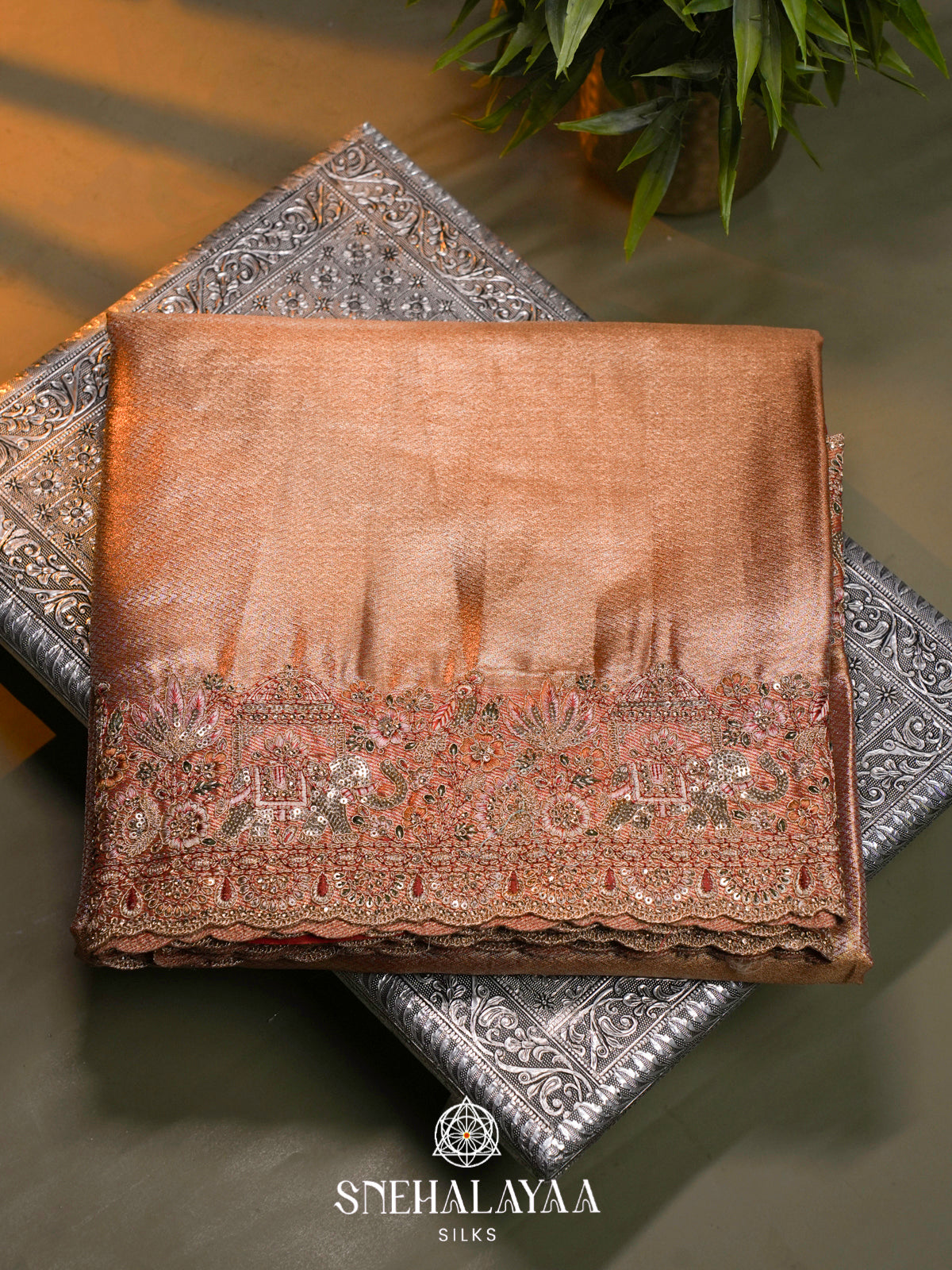 Rose Gold  Designer Saree