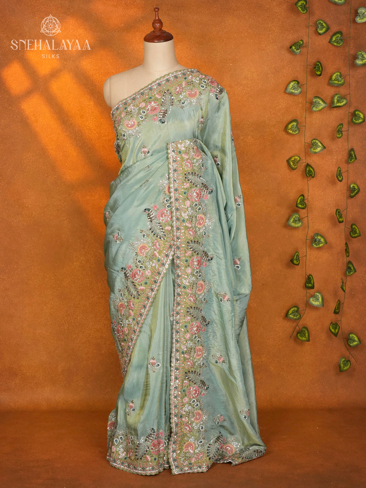 Teal Blue Designer Saree