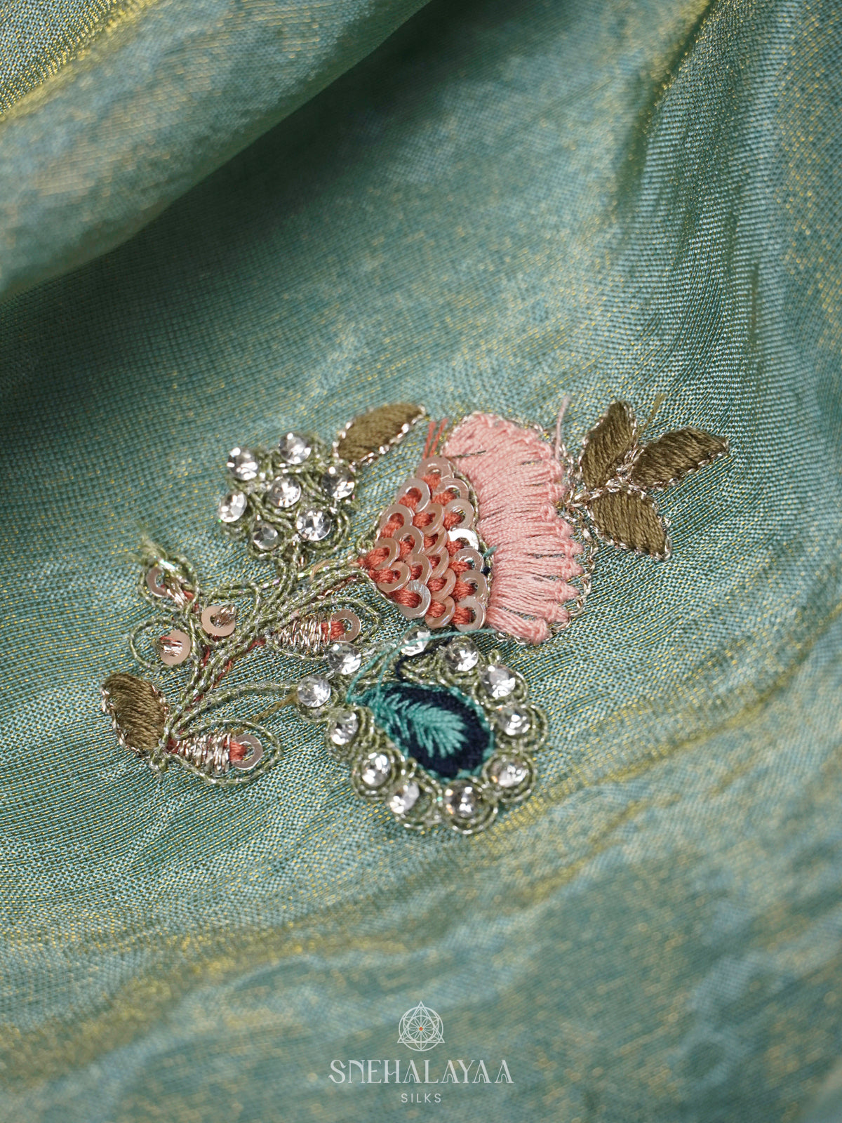 Teal Blue Designer Saree